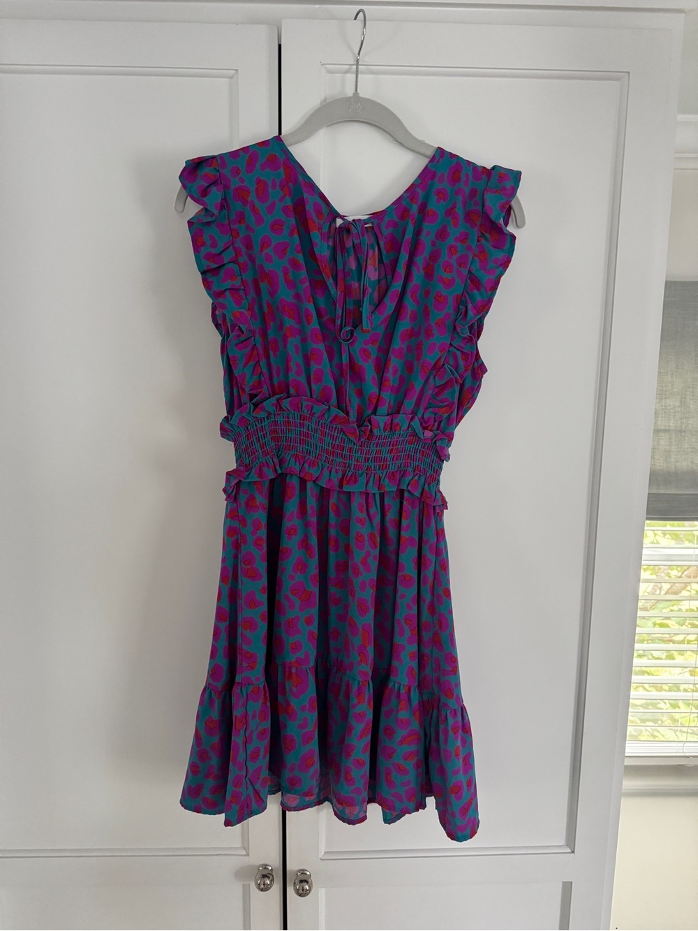 Karlie Purple & Teal Heart-Print Ruffle Sundress